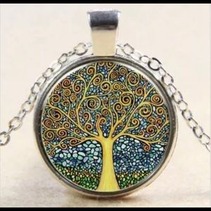New Tree of Life Silver Cabchon Necklace